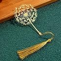 DecorTwist Premium Brass Bookmarks (Size 2.3" x 3.5") Pack of 3 Handcrafted Flower Design Gold Bookmark with Tassel Gift for Teachers, Readers, Book Lovers, Student, Friends Gifts