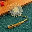 DecorTwist Premium Brass Bookmarks (Size 2.3" x 3.5") Pack of 1 Handcrafted Flower Design Gold Bookmark with Tassel Gift for Teachers, Readers, Book Lovers, Student, Friends Gifts