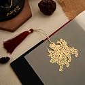 DecorTwist® Premium Brass Bookmarks (Size 2.3" x 2.1") Pack of 1 Handcrafted Goddess Durga Design Bookmark with Tassel Gift for Teachers, Readers and Book Lovers, Student, Friend Birthday Gifts (Gold)