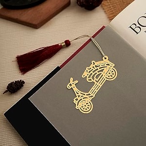 decortwist premium brass metal bookmarks gold bookmark with tassel gift for readers and book lovers girl friend teachers student birthday gifts scooter design pack of 1