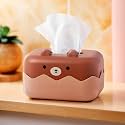 DecorTwist Retro Tissue Box Holder | Vintage Radio Style Tissue Paper Dispenser for Living Room, Bedroom, Office & Car | Plastic | Color: Coral Red/Teal Green/Sky Blue (Brown)