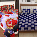 Decorum Microfiber Double, Double Flat 144 TC Printed 2 Bedsheets with 4 Pillow Covers (Multicolor 3)