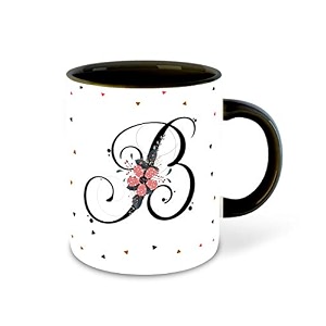 letter b name initial alphabet inspiration printed black inner ceramic coffee mug - birthday  anniversary  best gift  hobby multi 2