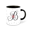 Letter B Name Initial Alphabet Inspiration Printed Black Inner Ceramic Coffee Mug - Birthday | Anniversary | Best Gift | Hobby (Multi 2)
