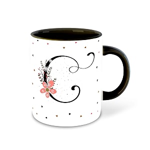 letter c name initial alphabet inspiration printed black inner ceramic coffee mug - birthday  anniversary  best gift  hobby multi 3