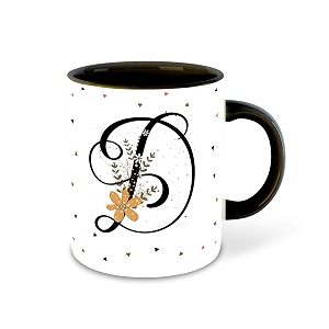 letter d name initial alphabet inspiration printed black inner ceramic coffee mug - birthday  anniversary  best gift hobby multi 4