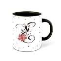 Letter E Name Initial Alphabet Inspiration Printed Black Inner Ceramic Coffee Mug - Birthday | Anniversary | Best Gift | Hobby (Multi 5)