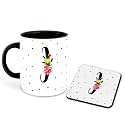 Letter I Name Initial Alphabet Inspiration Printed Black Inner Ceramic Coffee Mug with Coaster- Birthday | Anniversary | Best Gift | Hobby (Multi 9)