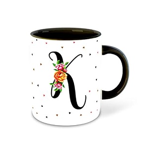 letter k name initial alphabet inspiration printed black inner ceramic coffee mug - birthday  anniversary  best gift  hobby multi 11