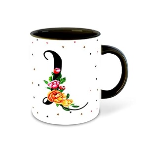 letter l name initial alphabet inspiration printed black inner ceramic coffee mug - birthday  anniversary  best gift  hobby multi 12