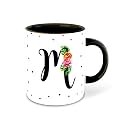 Letter M Name Initial Alphabet Inspiration Printed Black Inner Ceramic Coffee Mug - Birthday | Anniversary | Best Gift| Hobby (Multi 13)
