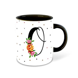 letter o name initial alphabet inspiration printed black inner ceramic coffee mug - birthday  anniversary  best gift  hobby multi 15