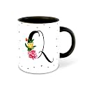 Letter Q Name Initial Alphabet Inspiration Printed Black Inner Ceramic Coffee Mug - Birthday | Anniversary | Best Gift | Hobby (Multi 17)