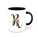 Letter R Name Initial Alphabet Inspiration Printed Black Inner Ceramic Coffee Mug - Birthday | Anniversary | Best Gift | Hobby (Multi 18)