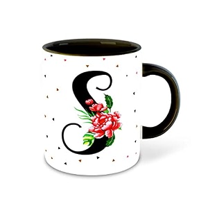 letter s name initial alphabet inspiration printed black inner ceramic coffee mug - birthday  anniversary  best gift  hobby multi 19