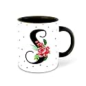 Letter S Name Initial Alphabet Inspiration Printed Black Inner Ceramic Coffee Mug - Birthday | Anniversary | Best Gift | Hobby (Multi 19)