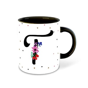 letter t name initial alphabet inspiration printed black inner ceramic coffee mug - birthday  anniversary  best gift  hobby multi 20