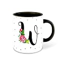 Letter W Name Initial Alphabet Inspiration Printed Black Inner Ceramic Coffee Mug - Birthday | Anniversary | Best Gift | Hobby (Multi 23)