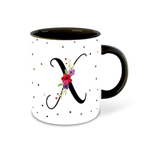 letter x name initial alphabet inspiration printed black inner ceramic coffee mug - birthday  anniversary  best gift  hobby multi 24