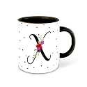 Letter X Name Initial Alphabet Inspiration Printed Black Inner Ceramic Coffee Mug - Birthday | Anniversary | Best Gift | Hobby (Multi 24)