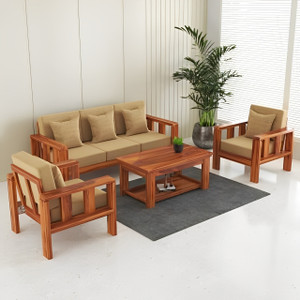 decorwood solid sheesham wood five seater sofa set for living room hotel office fabric 3  1  1 sofa set