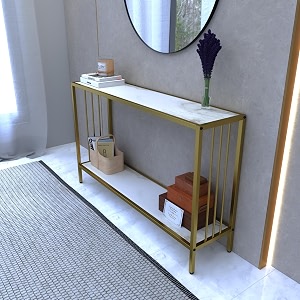 decoworld  elegant console table with storage  console tables for living room and entryway  side tables for room decor gold - metal
