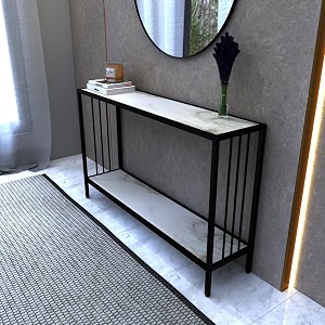 decoworld  elegant console table with storage  console tables for living room and entryway  side tables for room decor black - metal