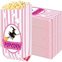 DECYOOL 100 Pcs Popcorn Halloween Bags, Spooky Halloween Popcorn Boxes Pink