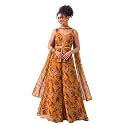 DEEBACO Paisley Chiffon Corset Top With Palazzo