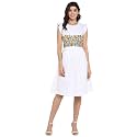 DEEBACO White Front Embroidered Ruffle Dress Front