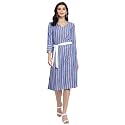 DEEBACO Women39s Shift Midi Rayon Printed Striped