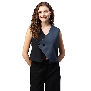 DEEBACO Womens Solid Rayon Waistcoat for Women