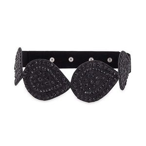 deebaco women39s western amp ethnic one piece embellished lace adjustable elastic stretchable ladies belt for women stylish fancy fashion accessories girl belts with button closure dnbl000008_black