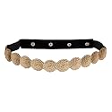 DEEBACO Women's Western/Ethnic One Piece Embellished Lace Adjustable Elastic Stretchable Ladies Belt For Women Stylish Fancy Fashion Accessories Girl Belts Button Closure (Black, Silver, Gold, White)