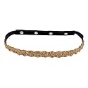 DEEBACO Women's Western/Ethnic One Piece Embellished Lace Adjustable Elastic Stretchable Ladies Belt For Women Stylish Fancy Fashion Accessories Girl Belts Button Closure (Black, Silver, Gold, White)
