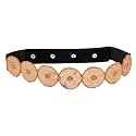 DEEBACO Women's Western/Ethnic One Piece Embellished Lace Adjustable Elastic Stretchable Ladies Belt For Women Stylish Fancy Fashion Accessories Girl Belts Button Closure (Black, Silver, Gold, White)