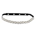 DEEBACO Women's Western/Ethnic One Piece Embellished Lace Adjustable Elastic Stretchable Ladies Belt For Women Stylish Fancy Fashion Accessories Girl Belts Button Closure (Black, Silver, Gold, White)