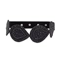 DEEBACO Women's Western &amp; Ethnic One Piece Embellished Lace Adjustable Elastic Stretchable Ladies Belt For Women Stylish Fancy Fashion Accessories Girl Belts With Button Closure (DNBL000008_Black)