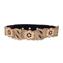 DEEBACO Women's Western &amp; Ethnic One Piece Embellished Lace Adjustable Elastic Stretchable Ladies Belt For Women Stylish Fancy Fashion Accessories Girl Belts Button Closure (DNBL000010_Gold &amp; Black)
