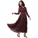 DEEBACO Women39s Georgette Dobby Smocking Tiered Maxi
