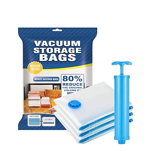 deejay space saver pack of 3 - large reusable vacuum storage ziplock compression sealer bags for travel clothes and home blankets quilts with hand pump pack of 3 large - 60  80 cm