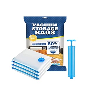 deejay space saver pack of 3 - medium reusable vacuum storage ziplock compression sealer bags for travel clothes and home blankets quilts with hand pump pack of 3 medium- 50  70 cm