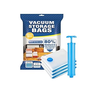deejay space saver pack of 3 reusable vacuum storage ziplock compression sealer bags for travel clothes and home blankets quilts with hand pump pack of 3 small 40x60 cm polyamide polyethylene