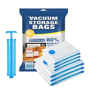 deejay space saver pack of 6 variety3xjumboamp3xlarge reusable vacuum storage ziplock compression bags for travel with hand pump 3 jumbo70  100 cmamp3 large60  80 cm polyamide polyethylenewhite