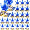 Deekin 24 Pcs Halloween Mini Cake Toppers, Masquerade Mask Dark Blue