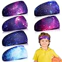 Deekin 6 Pcs Sweatbands for Kids Soccer Headbands Boys for Sports Breathable Sweat Wicking Headband for Kids Athletic Baseball Football Youth 5-15 Years Old