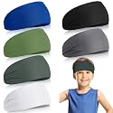 Deekin 6 Pcs Sweatbands for Kids Soccer Headbands Boys for Sports Breathable Sweat Wicking Headband for Kids Athletic Baseball Football Youth 5-15 Years Old