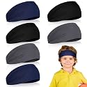 Deekin 6 Pcs Sweatbands for Kids Soccer Headbands Boys for Sports Breathable Sweat Wicking Headband for Kids Athletic Baseball Football Youth 5-15 Years Old