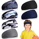 Deekin 6 Pcs Sweatbands for Kids Soccer Headbands Boys for Sports Breathable Sweat Wicking Headband for Kids Athletic Baseball Football Youth 5-15 Years Old