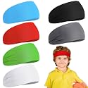 Deekin 6 Pcs Sweatbands for Kids Soccer Headbands Boys for Sports Breathable Sweat Wicking Headband for Kids Athletic Baseball Football Youth 5-15 Years Old